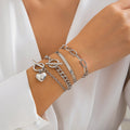 Damen Armband-Set mit herzförmigem Anhänger und verschiedenen Kettenstrukturen