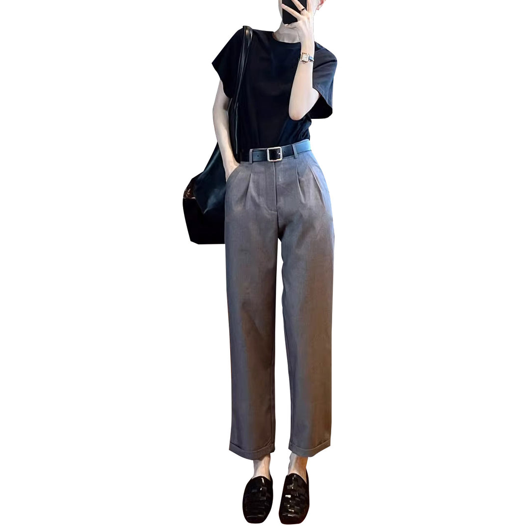 Damen weite Stoffhose mit eleganten Falten Shop Nory