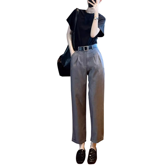 Damen weite Stoffhose mit eleganten Falten Shop Nory