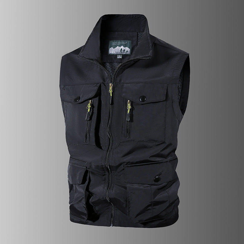 Herren Multifunktions-Outdoorweste mit Mehrfachtaschen und Stehkragen Shop Nory