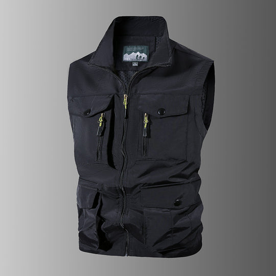 Herren Multifunktions-Outdoorweste mit Mehrfachtaschen und Stehkragen Shop Nory