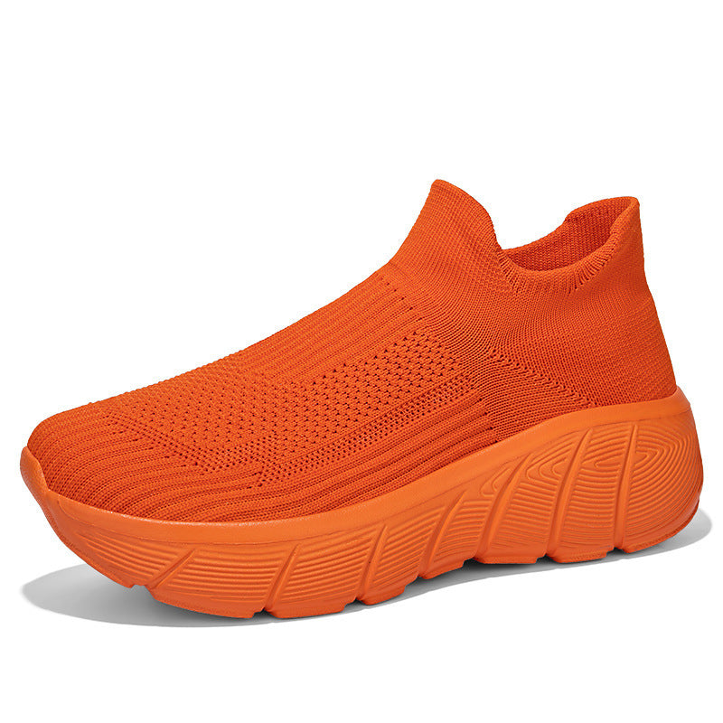 Damen Schnürlose Freizeitsneaker mit flexiblem Strick-Obermaterial