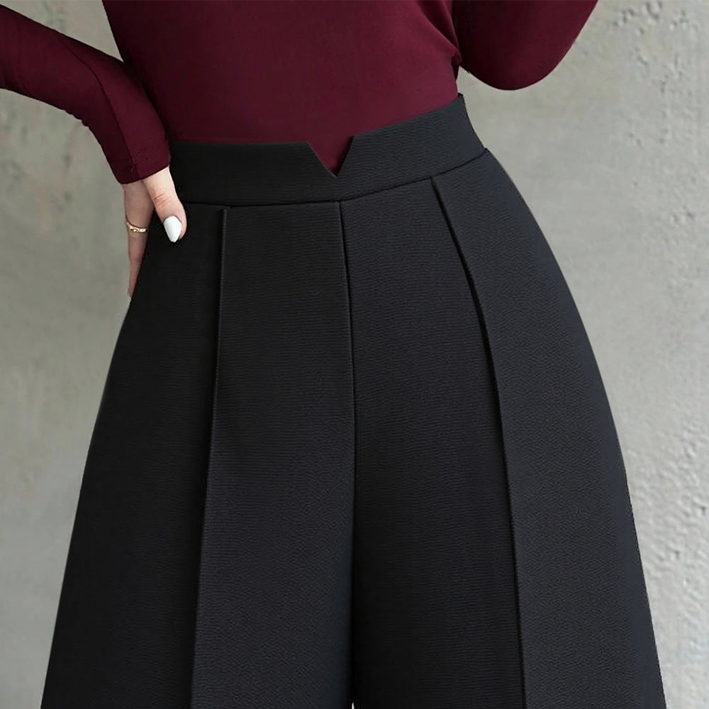 Damen hochtaillierte Palazzo-Hose mit Bügelfalte und V-förmigem Bund Shop Nory