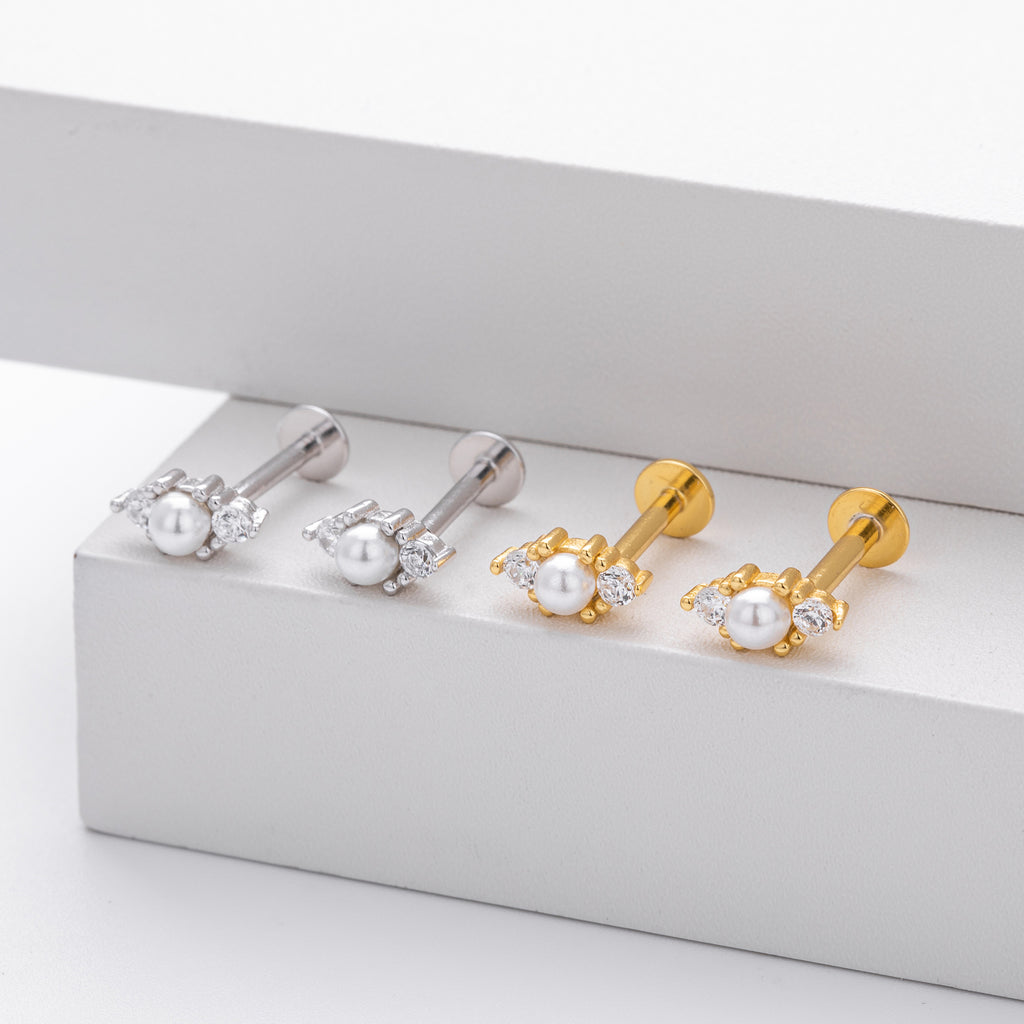 Damen Ohrstecker mit luxuriösen Zirkon- und Perlenakzenten aus hochwertigem 925 Sterling Silber Shop Nory