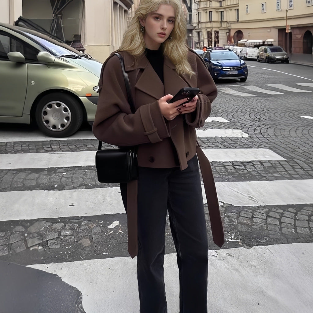 Damen stylische, taillierte Kurzmantel