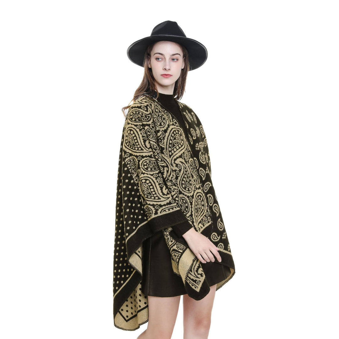 Damen Oversize-Jacquard-Umhang mit Paisley-Patchwork-Optik Shop Nory