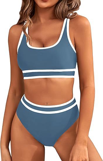 Damen Sportlicher Hochgeschnittener Bikini Shopnory