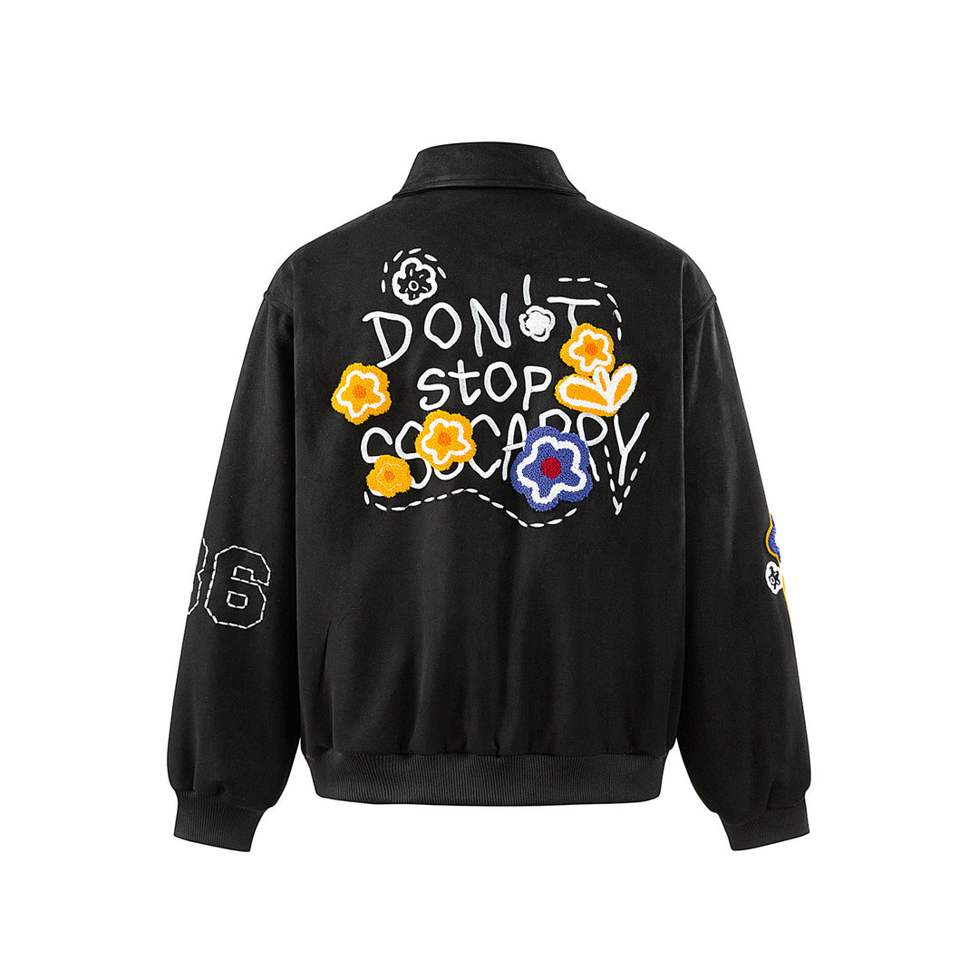 Unisex Boxy‑Blousonjacke mit gestickten Blumenpatches und elastischem Saum Shop Nory