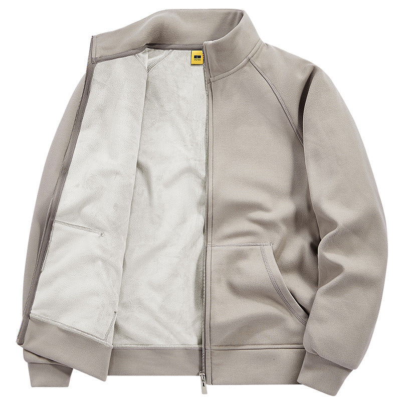 Herren Isolierte Plüschfutter-Sweatjacke mit Stehkragen und verdeckten Innentaschen Shop Nory