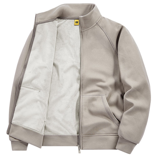Herren Isolierte Plüschfutter-Sweatjacke mit Stehkragen und verdeckten Innentaschen Shop Nory