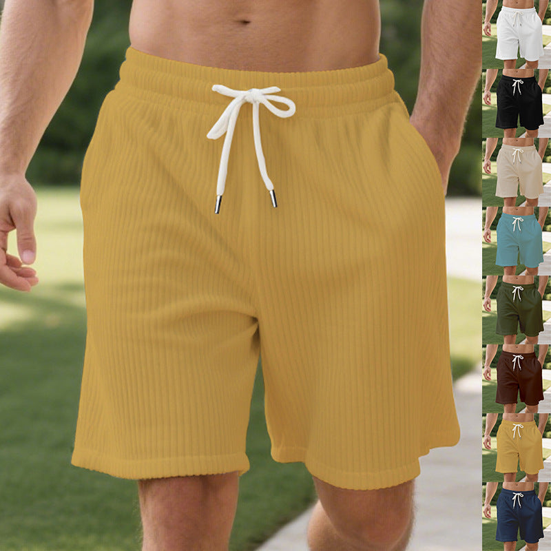 Herren nan gerippte Jersey-Shorts mit elastischem Bund, dekorativem Kordelzug und seitlichen Eingrifftaschen