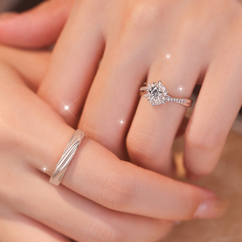 Damen eleganter Solitärring mit funkelndem Zirkonia und filigraner Fassung Shop Nory