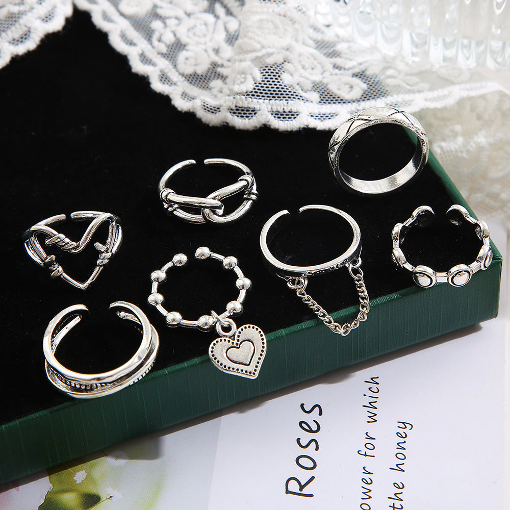 Damen Ring-Set mit filigranen Herz- und minimalistischen Designs Shop Nory