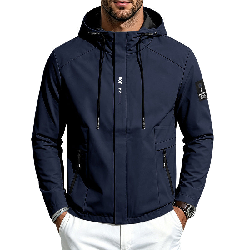 Herren Leichte Softshelljacke mit Kapuze wind- und wasserabweisend Reißverschlusstaschen Shop Nory