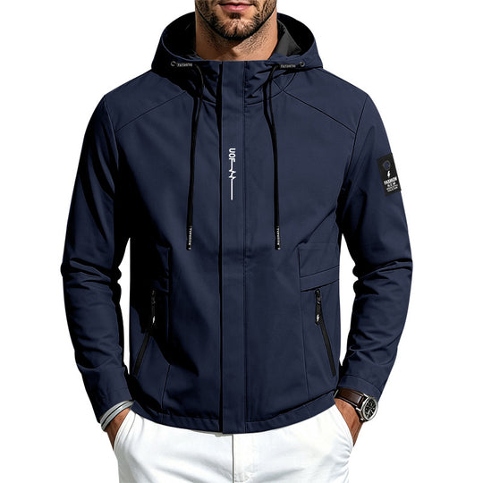 Herren Leichte Softshelljacke mit Kapuze wind- und wasserabweisend Reißverschlusstaschen Shop Nory