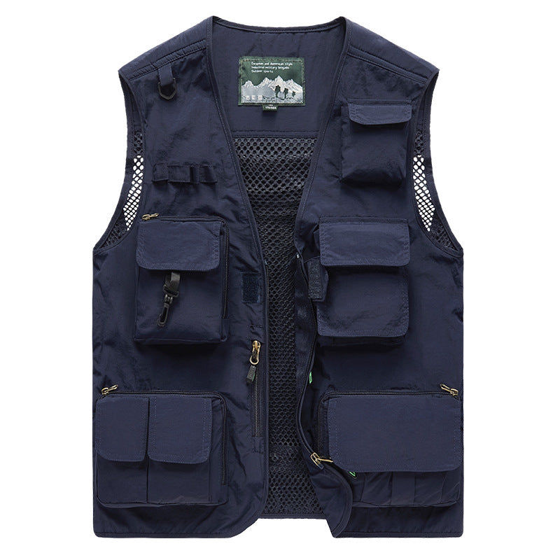 Herren Multifunktionale Utility-Weste mit Netzrücken, Mehrfachtaschen und Reißverschluss Shop Nory