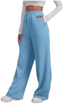 Damen nan weite High‑Waist Palazzo-Loungehose mit elastischem Komfortbund, Kordelzug und seitlichen Eingrifftaschen Shop Nory