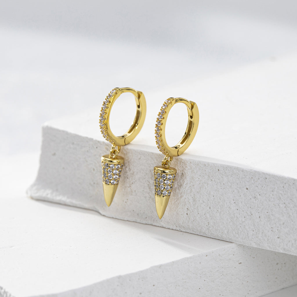 Damen Ohrhänger mit funkelndem Kegelanhänger aus 925 Sterling Silber Shop Nory