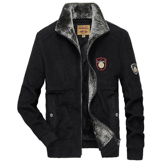 Herren Cordjacke mit wärmender Teddy-Innenfütterung und Badge-Details Shop Nory