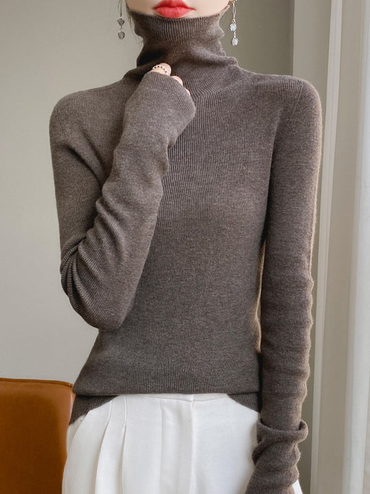 Damen Schmaler Rollkragen-Feinstrickpullover mit elastischer Rippenstruktur und minimalistischer Silhouette Shop Nory