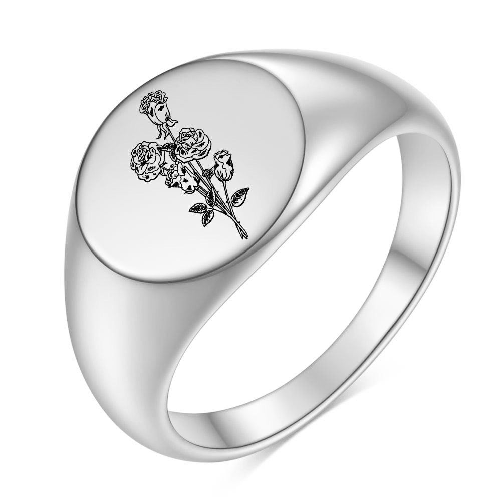 Damen Siegelring mit floralem Motiv und verstellbarem Design Shop Nory