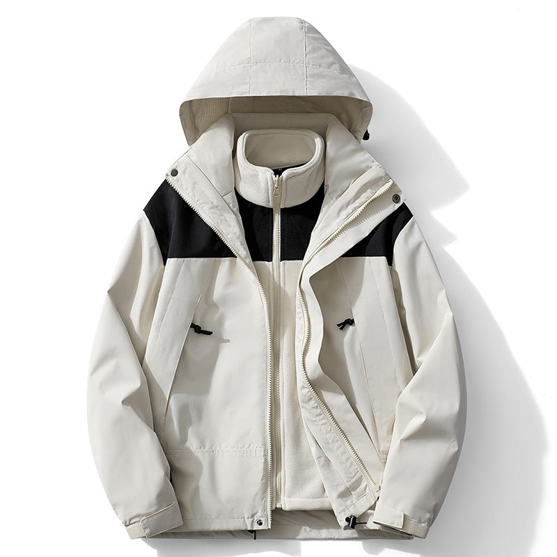 Herren zweilagige Softshell- und Fleece-Kombinationsjacke mit abnehmbarem Innenfutter und Kapuze Shop Nory