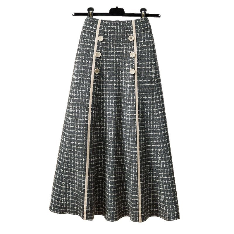 Damen Eleganter und fließender Maxirock mit Knopfdetails Shop Nory