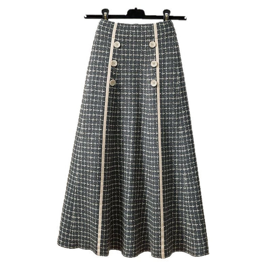 Damen Eleganter und fließender Maxirock mit Knopfdetails Shop Nory