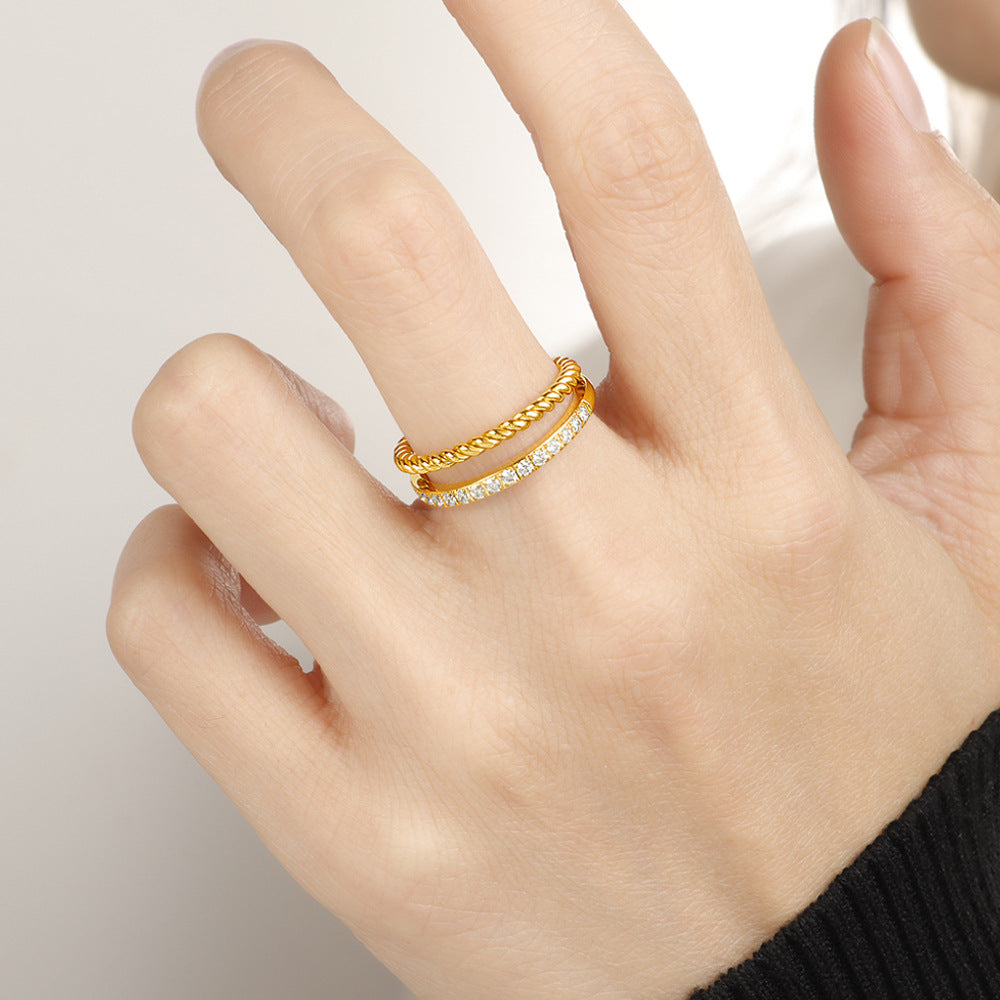 Damen edler Ring-Satz mit funkelnden Zirkonia-Steinen Shop Nory