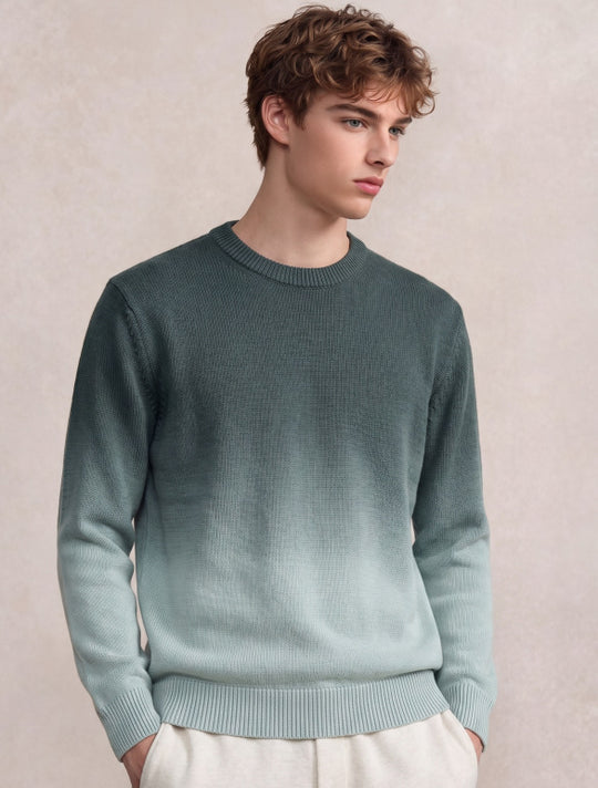 Herren Feinstrick-Pullover mit Dip-Dye-Effekt und Rundhalsausschnitt Shop Nory