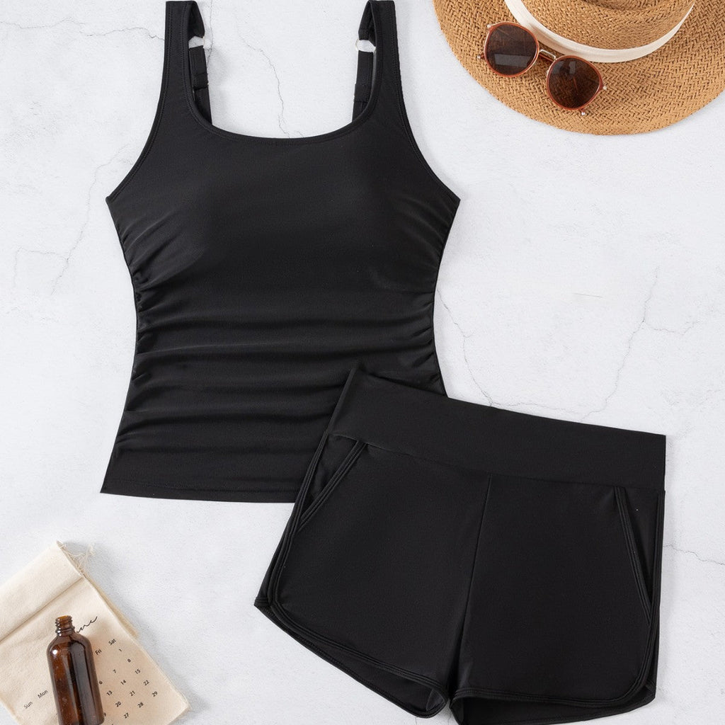 Damen Tankini-Set mit figurbetontem Oberteil und praktischen Shorts Shopnory