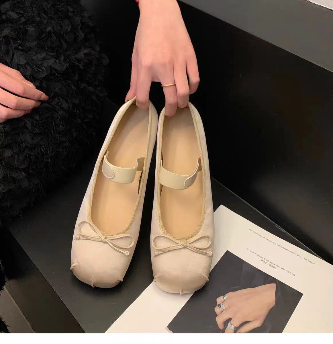 Damen Ballerinas mit anpassbarem Riemchen und eleganter Schleifenapplikation