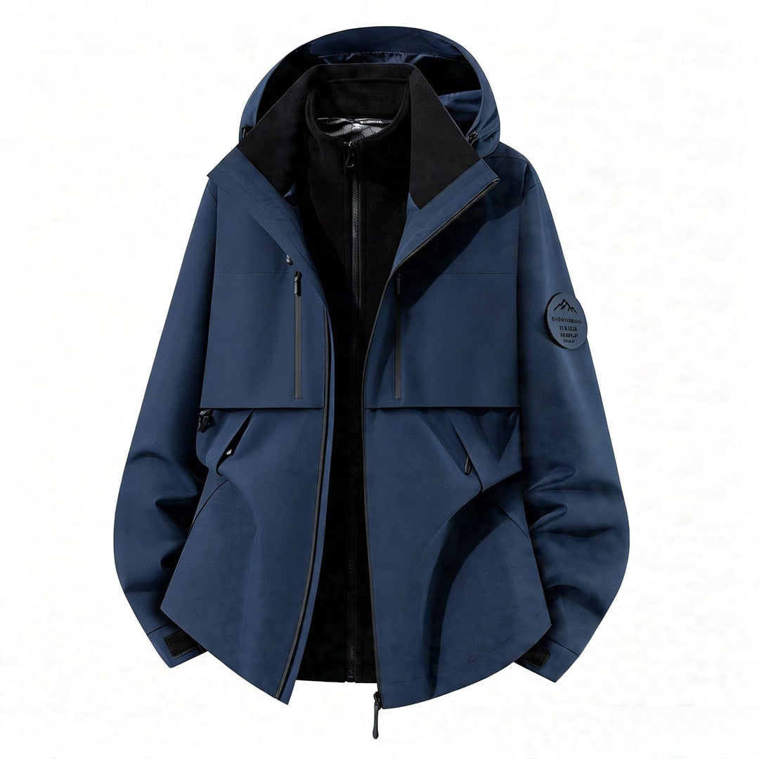 Herren dreilagige Softshell-Outdoorjacke mit herausnehmbarem Fleecefutter und Kapuze Shop Nory