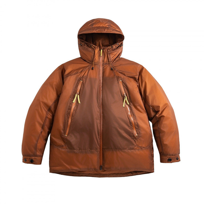 Unisex Oversize wattierte Kapuzenjacke mit schrägen Reißverschlusstaschen und verstellbarem Saum Shop Nory