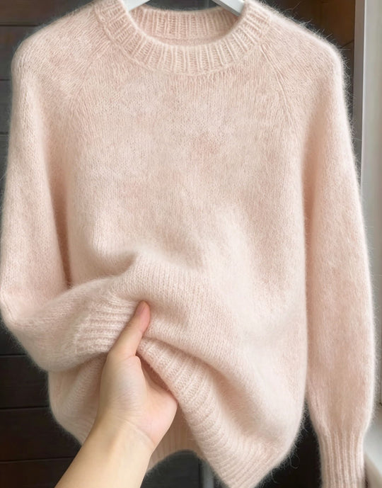 Damen Oversize Mohair‑Mix Rundhalspullover mit Raglanärmeln und geripptem Saum Shop Nory
