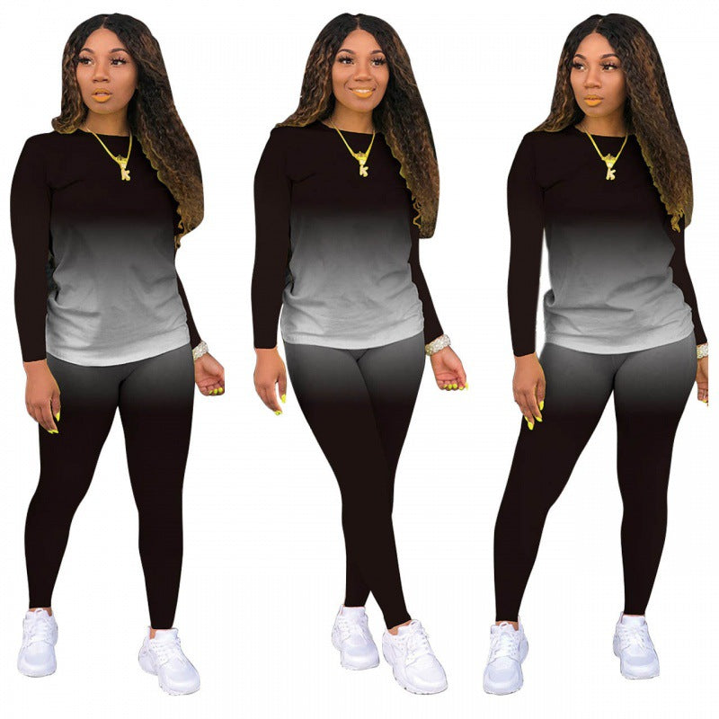 Damen Zweiteiliges Stretch-Set mit Langarmshirt und High-Waist-Leggings Shop Nory