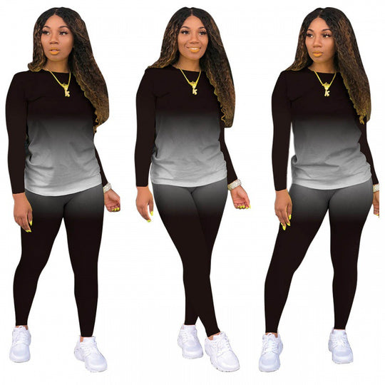 Damen Zweiteiliges Stretch-Set mit Langarmshirt und High-Waist-Leggings Shop Nory