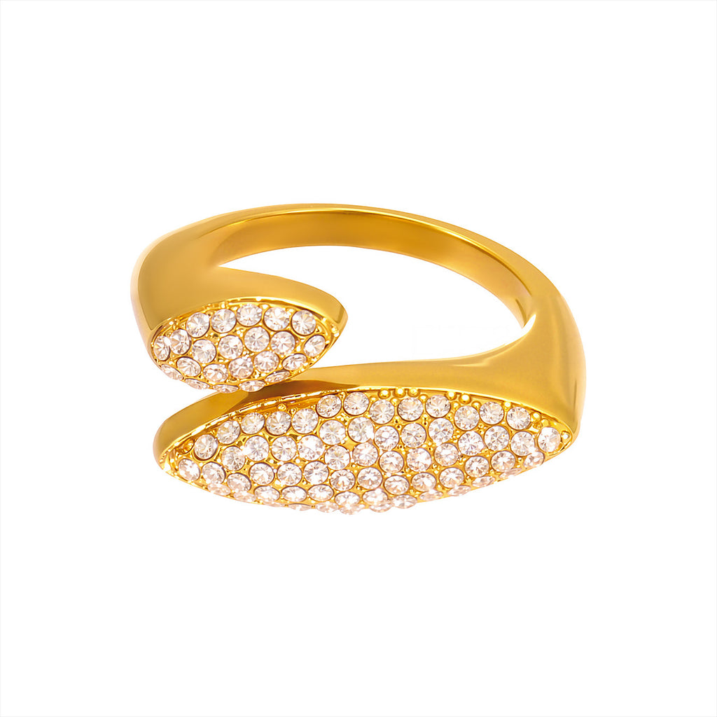 Damen zierlicher Ring mit funkelnden Zirkon-Applikationen aus Edelstahl Shop Nory