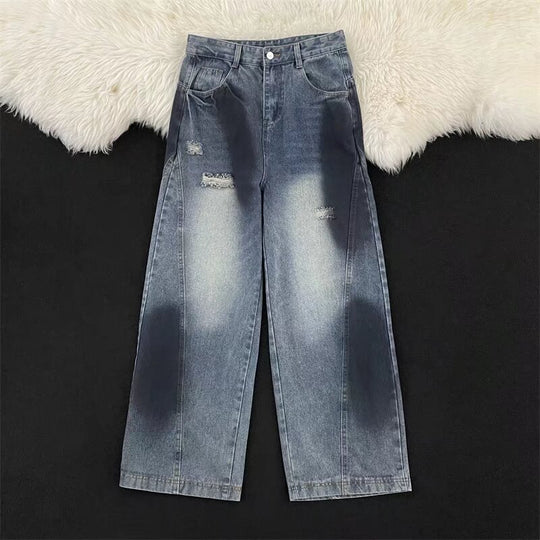 Damen Weitbeinige Destroyed Jeans Shop Nory