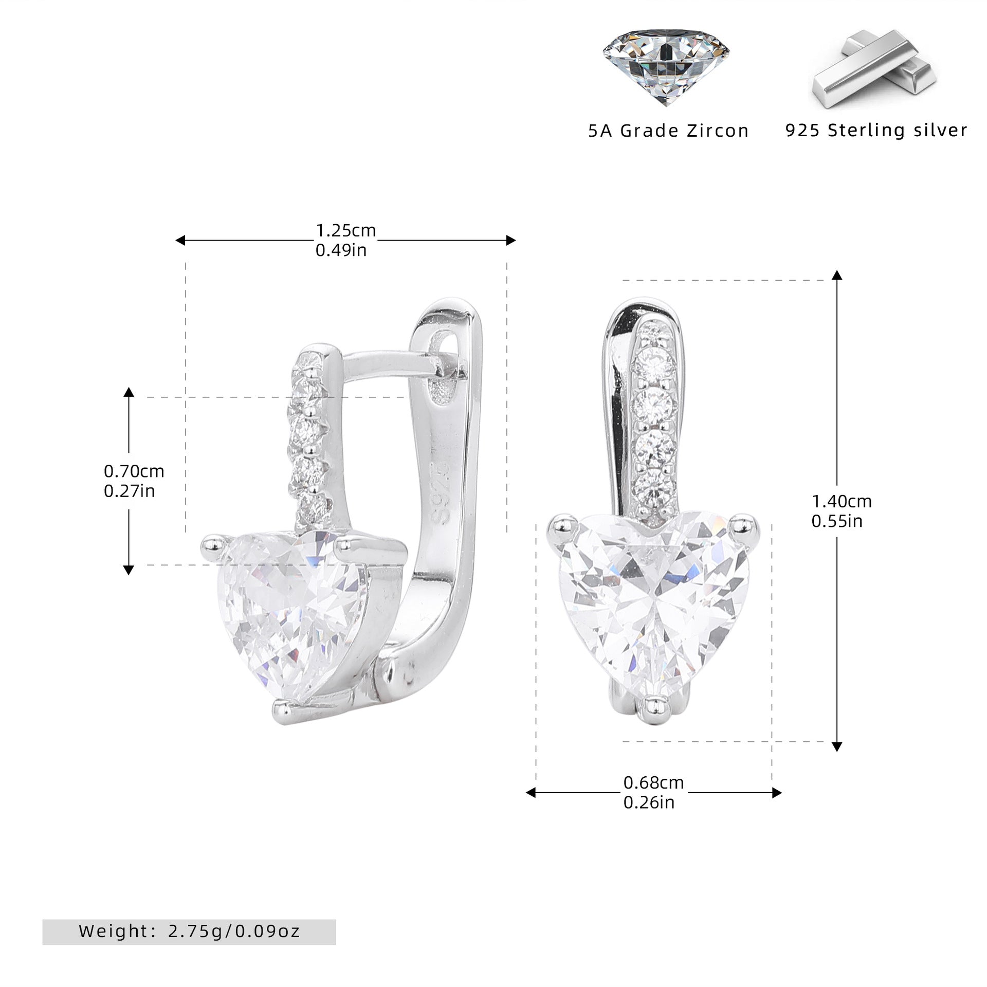 Damen Ohrhänger mit herzförmigem Zirkon und luxuriösem Design Shop Nory