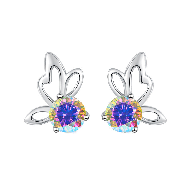 Damen Ohrstecker mit floralem Design und funkelndem Kristall Shop Nory