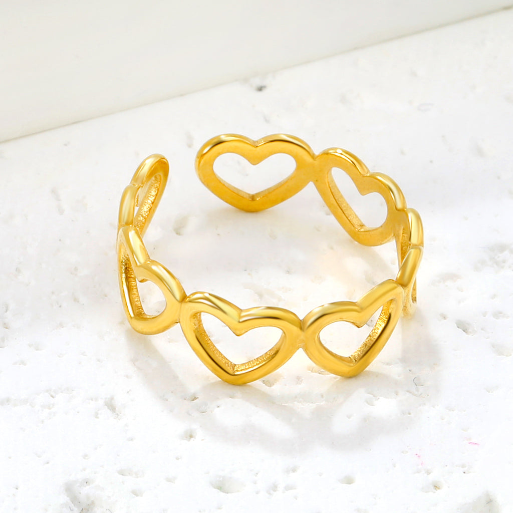 Damen Ring mit Herzen-Design und verstellbarem Format Shop Nory