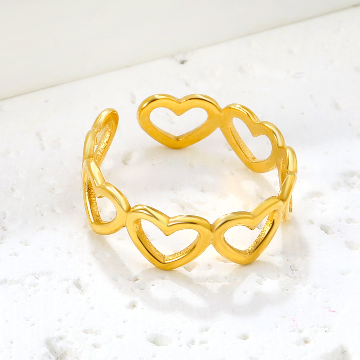 Damen Ring mit Herzen-Design und verstellbarem Format Shop Nory