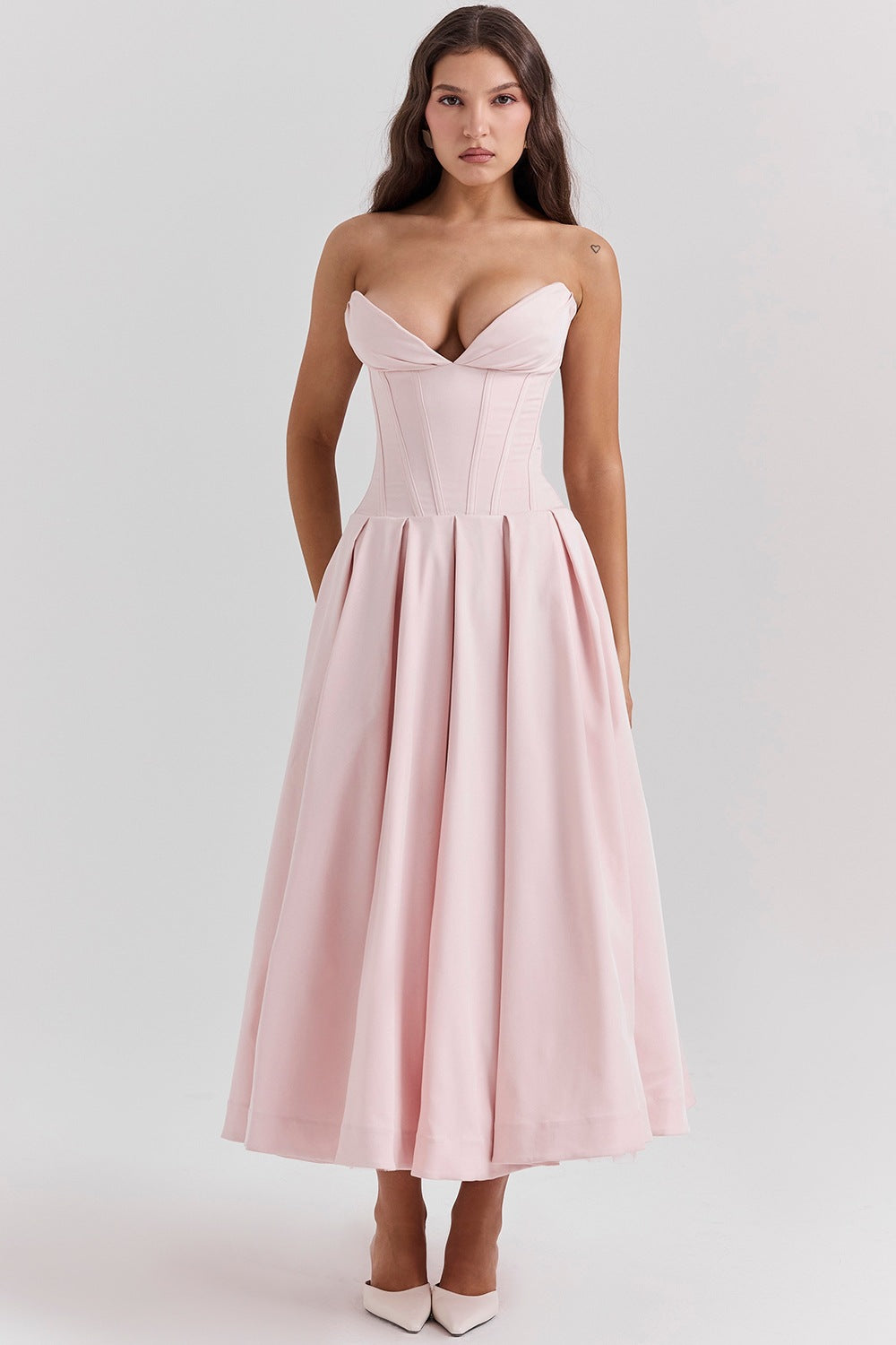 Damen A-Linien Abendkleid mit Korsett-Oberteil und schwingendem Rock