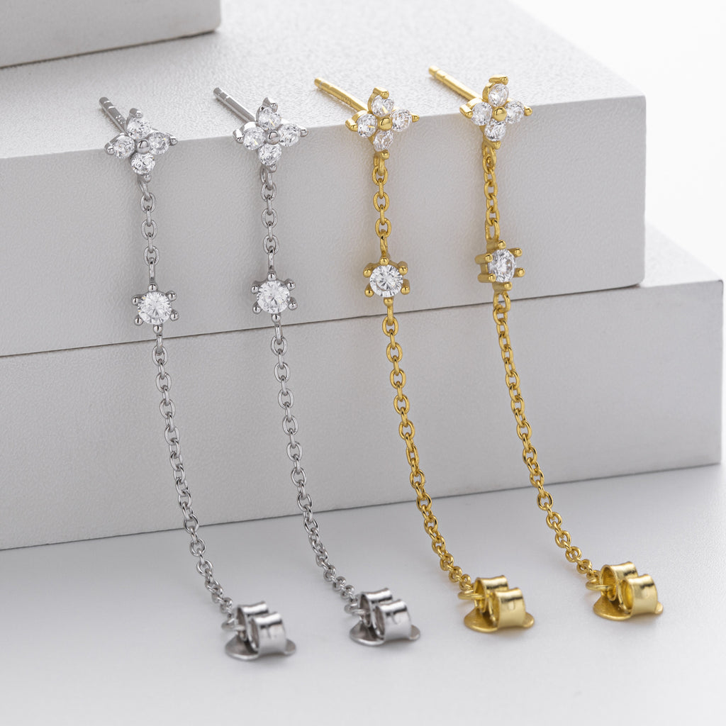 Damen Ohrhänger mit elegantem Zirkon-Kettendesign Shop Nory