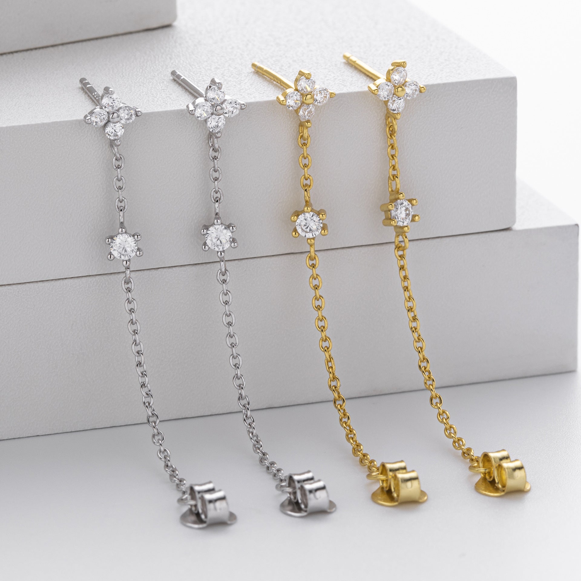 Damen Ohrhänger mit elegantem Zirkon-Kettendesign Shop Nory