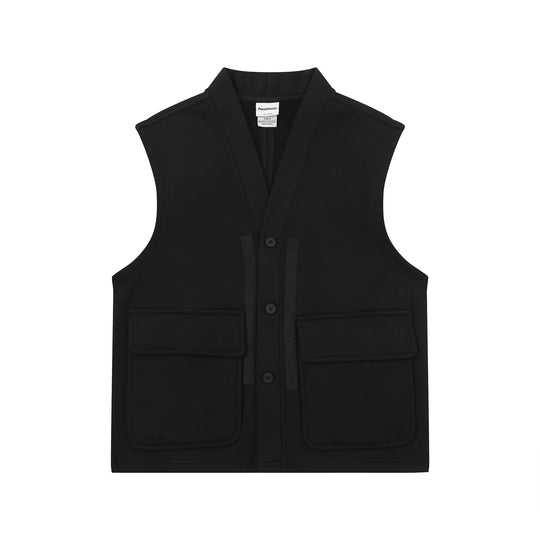 Unisex Utility‑Weste mit V-Ausschnitt, großformatigen Klappentaschen und Knopfleiste Shop Nory