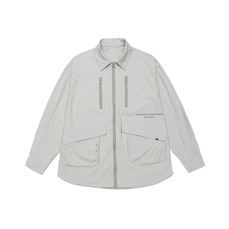 Unisex Technisches Overshirt-Jacke im Boxy-Cut mit Frontreißverschluss und Multifunktions-Taschen Shop Nory