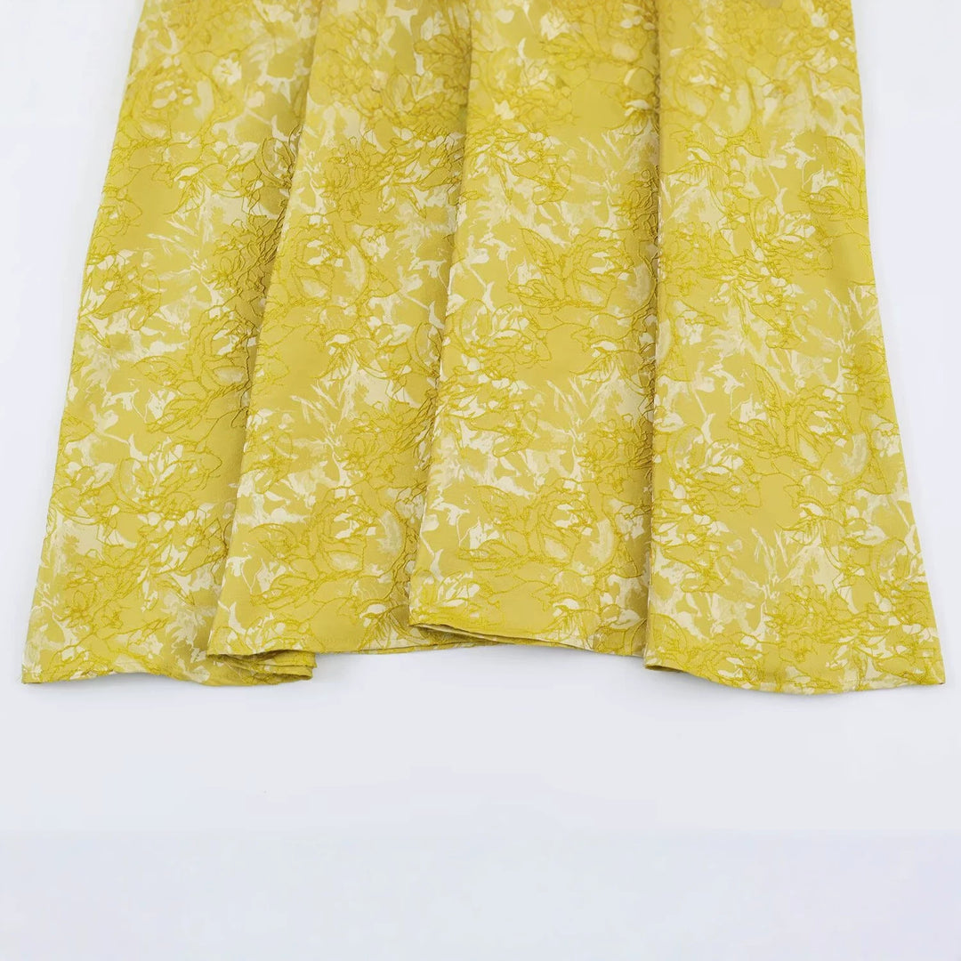Damen Midikleid aus Jacquard mit Puffärmeln, Reverskragen und tailliertem A-Linien‑Schnitt Shop Nory