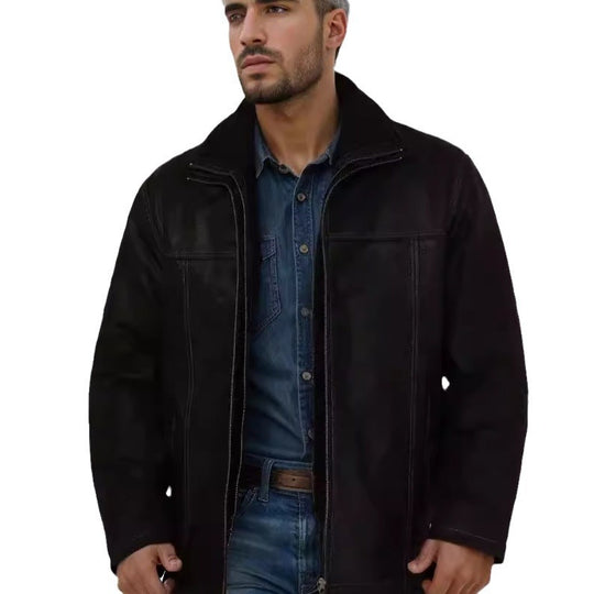Herren Pilotenjacke mit wärmendem Teddyfutter und markanten Ziernähten Shop Nory